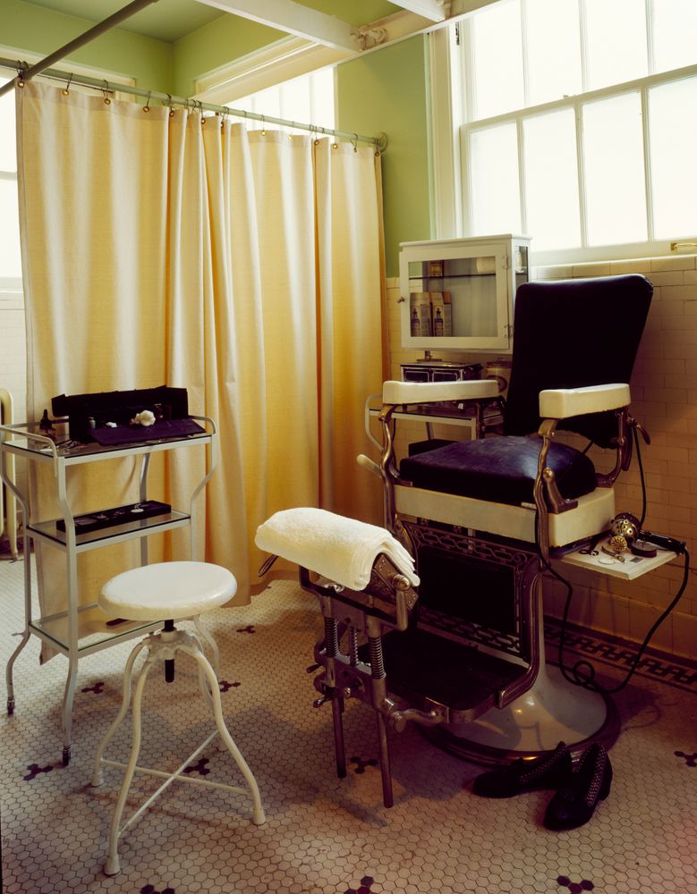 Vintage podiatry equipment in old-fashioned medical room