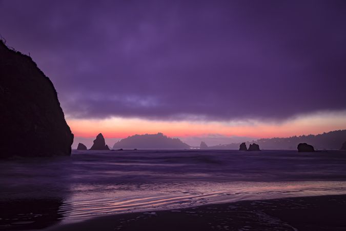 Rocky Northern Californian coast at sunset