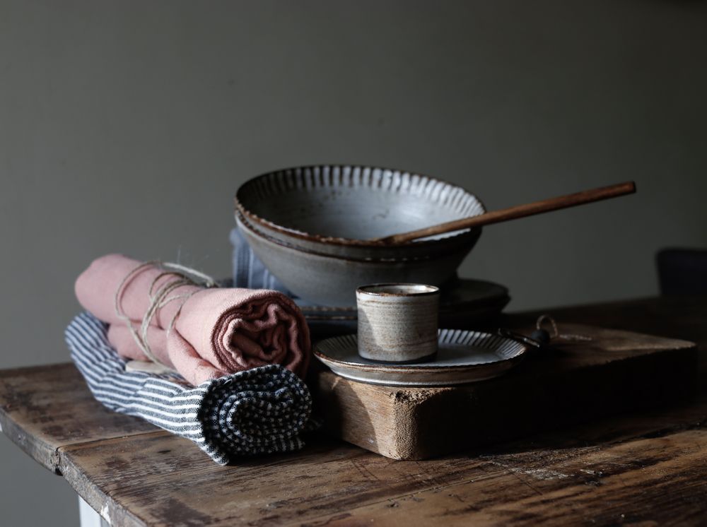 Vintage kitchenware on table