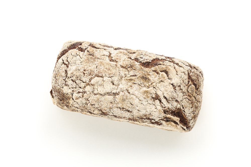 Rye bread isolated on plain background, top view. Bakery products