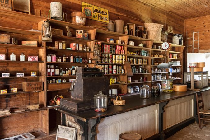 Old-fashioned interior of general store in Georgia