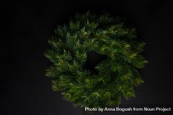Christmas wreath on dark background with copy space 0VoaD5