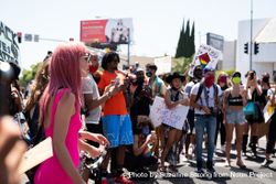 Los Angeles, CA, USA — June 14th, 2020: multi-ethnic group of people gather for protest 5Q2kE4