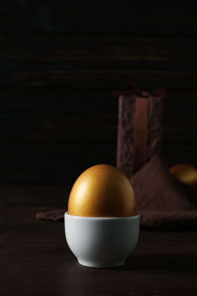 Pension rewards, returns and investment funding concepts, golden egg