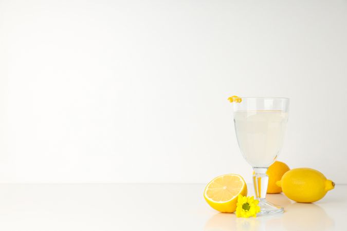 Concept of tasty drink, Limoncello, space for text