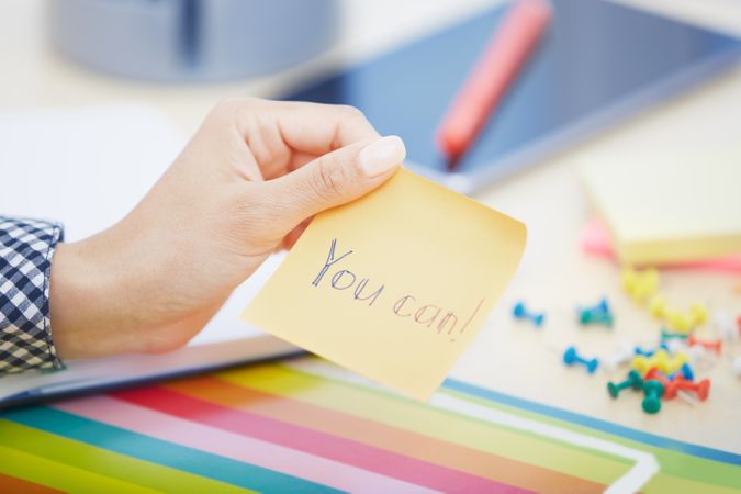 You can text on adhesive note