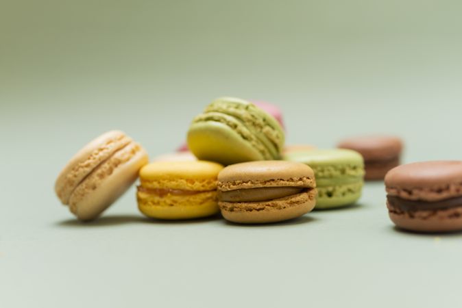 Macaroons on a green table