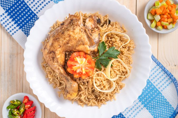Kebuli rice with fried chicken