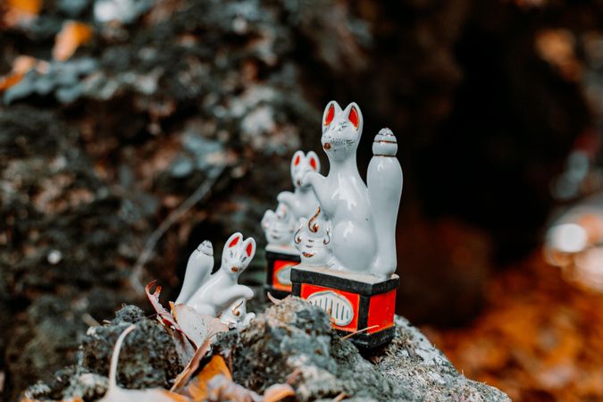 Japanese fox figurines outdoor