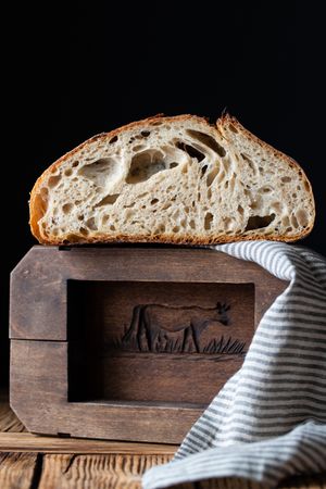 Close up of halved seeded bread