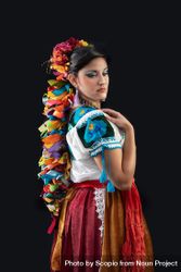 Portrait Of Woman In Chiapas Dress Against Dark Background - Free Photo