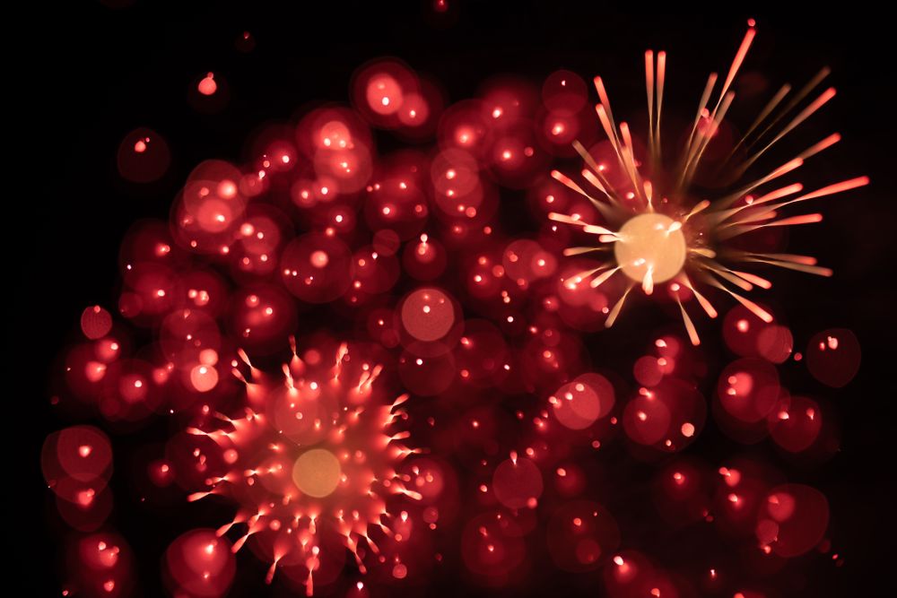 Bright fireworks on night sky