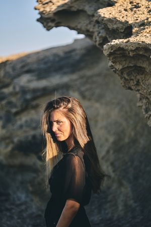 pensive woman looking away