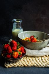 Bowl of cereal with strawberry