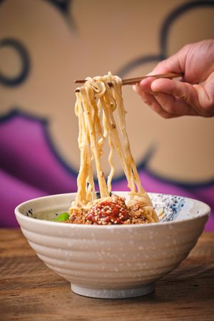 Delicious Ramen Soup With Chopsticks