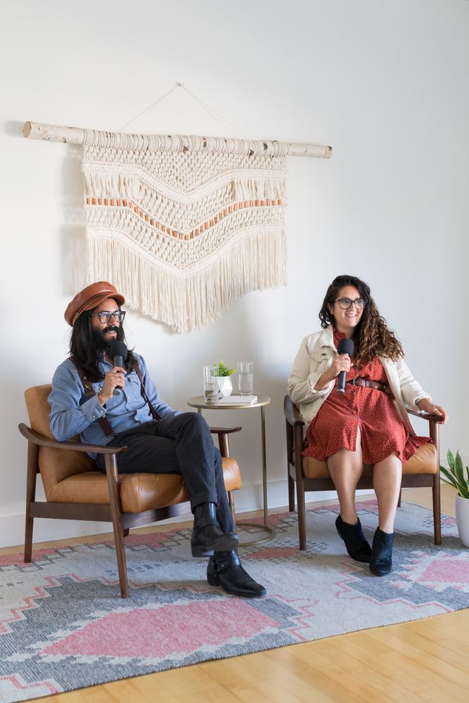 Man and woman giving a talk