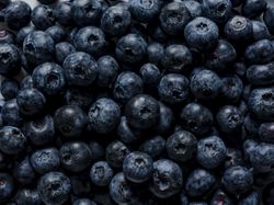 Texture of blueberries, close up flat lay
