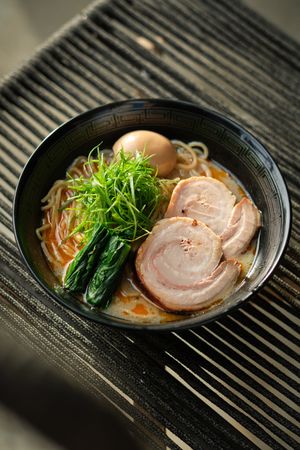 Delicious bowl of ramen soup