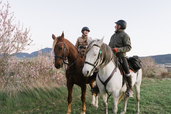 People riding horses