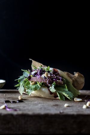 Served Gua Bao sandwiches with bacon