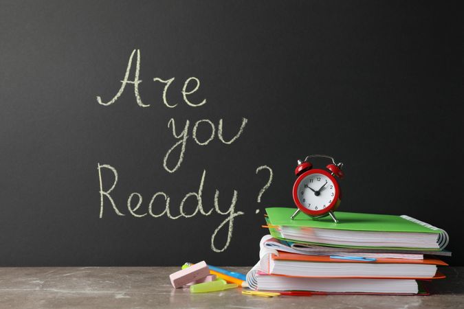 Chalkboard with words “Are you ready” for back to school concept