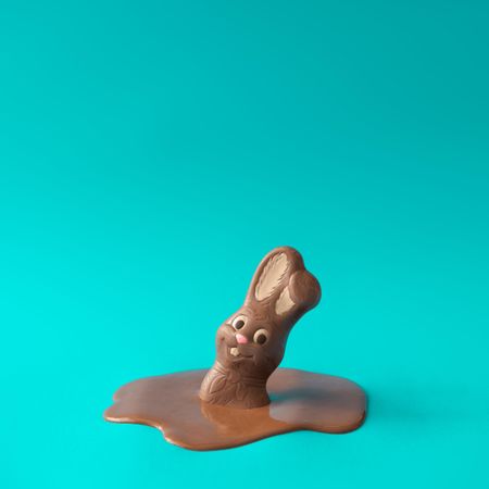 Easter chocolate bunny rabbit melting