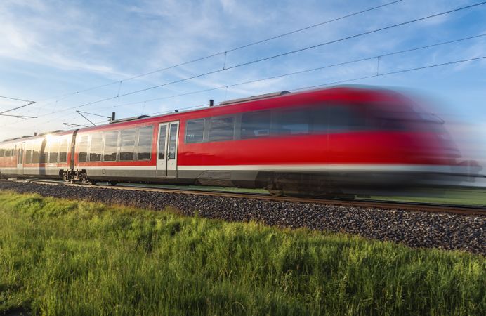 High-speed german train traveling through nature