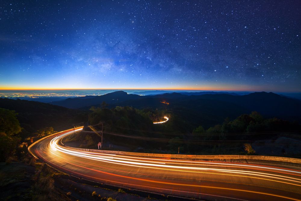 Milky way galaxy with stars and space dust in the universe at Doi inthanon Chiang mai, Thailand