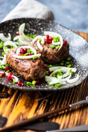 Delicious plate of abkhazura cutlets on plate