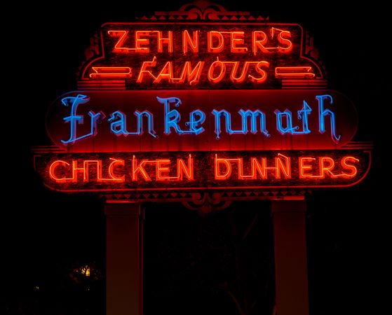 Neon sigh for Zehnder’s restaurant in Frankenmuth, Michigan