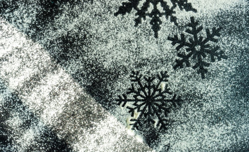 Snowflake outline on counter