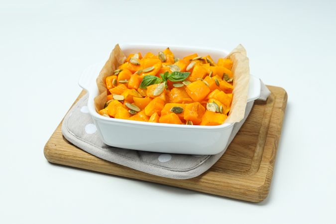 Concept of tasty homemade dish - baked pumpkin