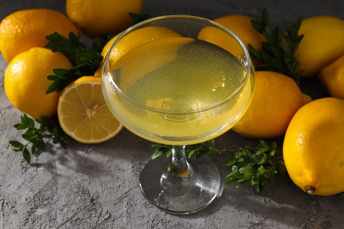 Concept of fresh summer drink - Limoncello cocktail