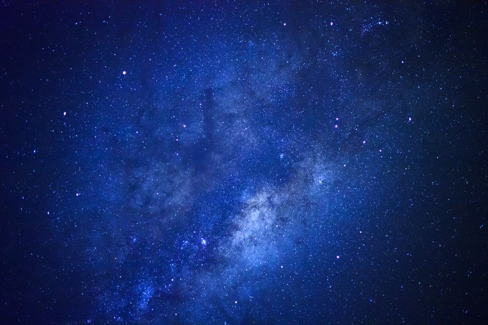 The center of Milky Way Galaxy, Long exposure photograph, with grain