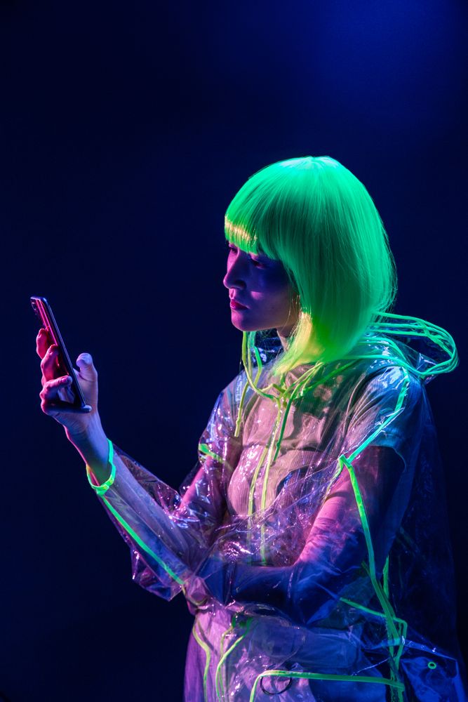 Asian young woman using phone