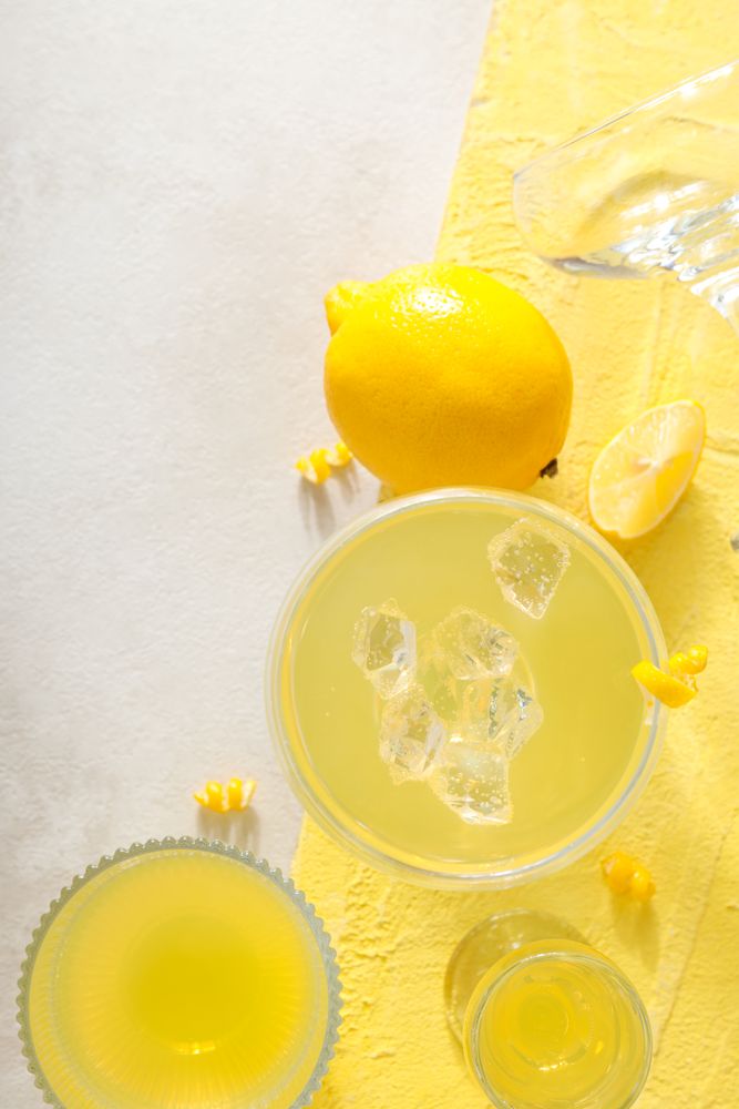 Concept of fresh summer drink - Limoncello cocktail