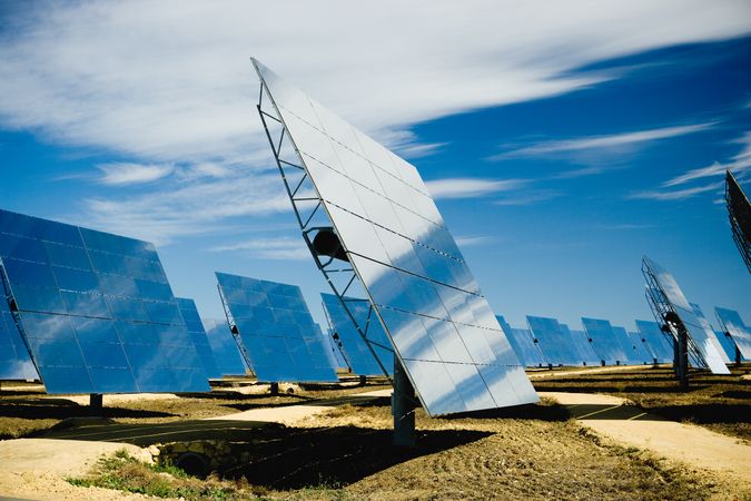 Solar panels on power station