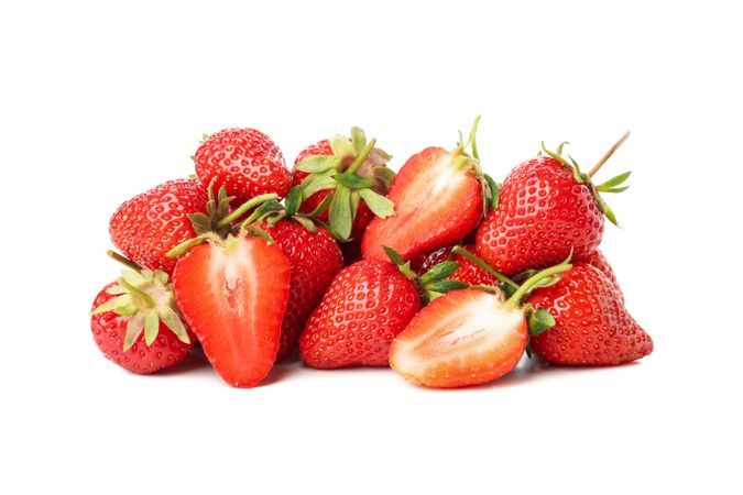 Tasty red strawberry isolated on plain background. Summer berry