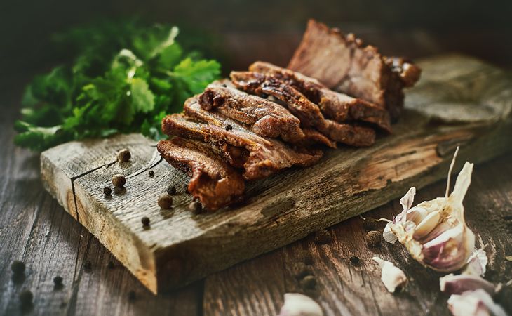 Spices near tasty fried meat