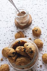 Homemade cookies with cacao powered and milk