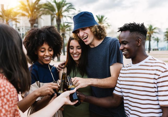 Group of young friends enjoying summertime together