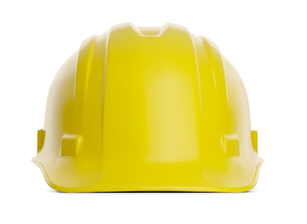 Yellow Construction Hard Hat Isolated on a Blank Background.