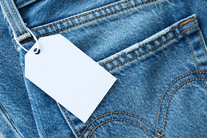 Tag on jeans close-up