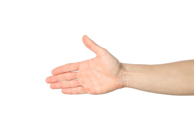 Male palm isolated on plain background. Gestures