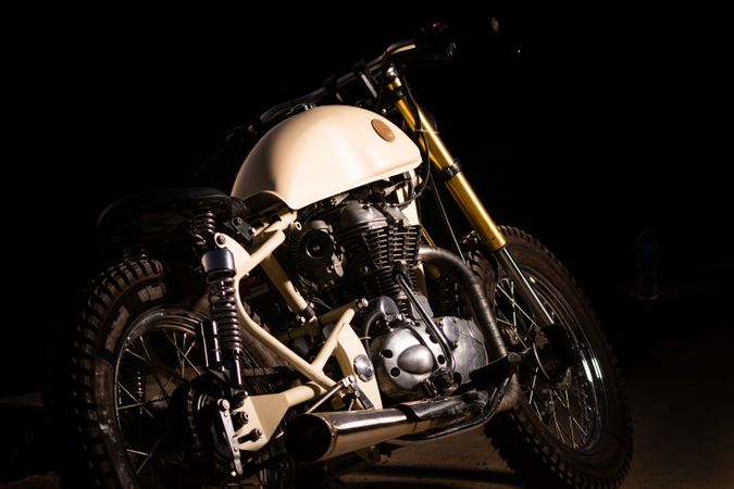 Motorbike near sea during night