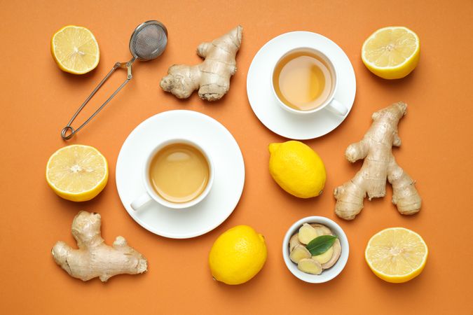 Cold treatment, healthcare concept - tea with ginger
