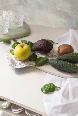 Fresh ingredients, recipe of Green smoothies.