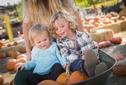 Young Family Enjoys a Day at the Pumpkin Patch