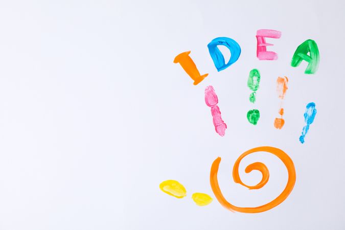 Color child palm and inscription Idea on blank background, space for text