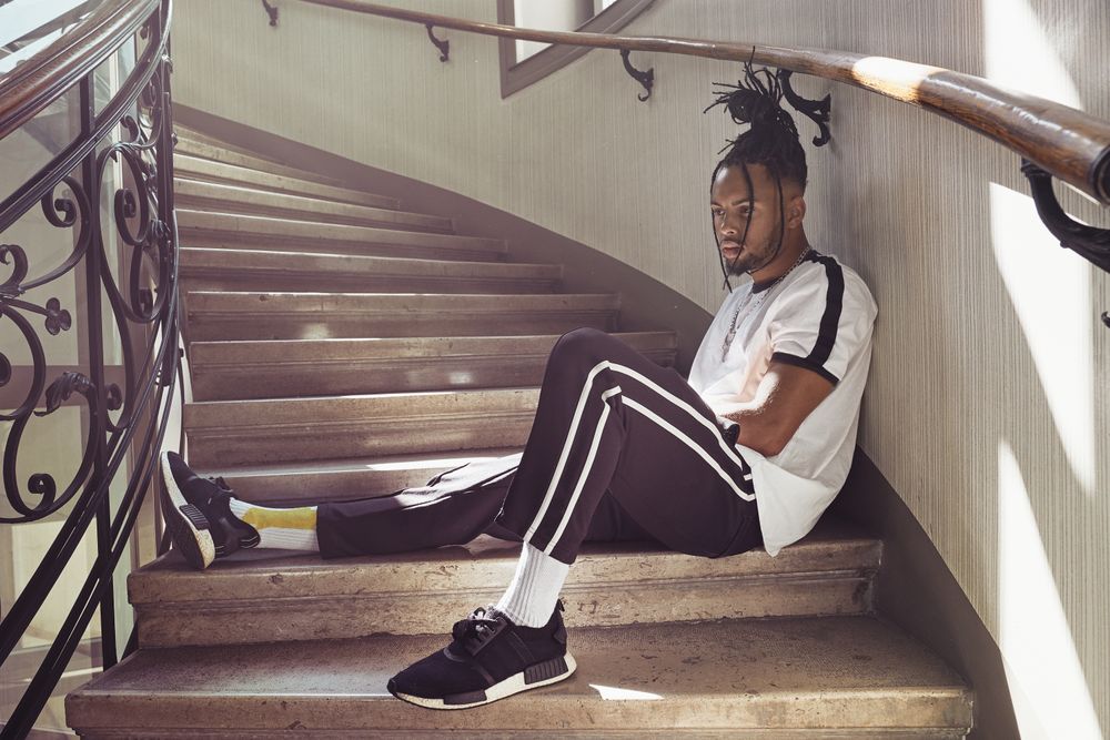 Black male with trendy hairstyle
